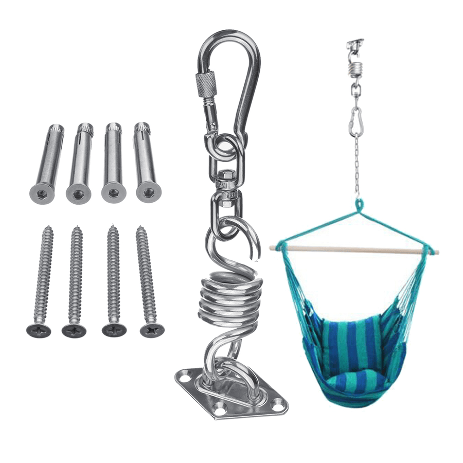 Stainless Steel Hammock Chair Hanging Kit Ceiling Mount Spring Swivel Snap Hook Accessories - MRSLM