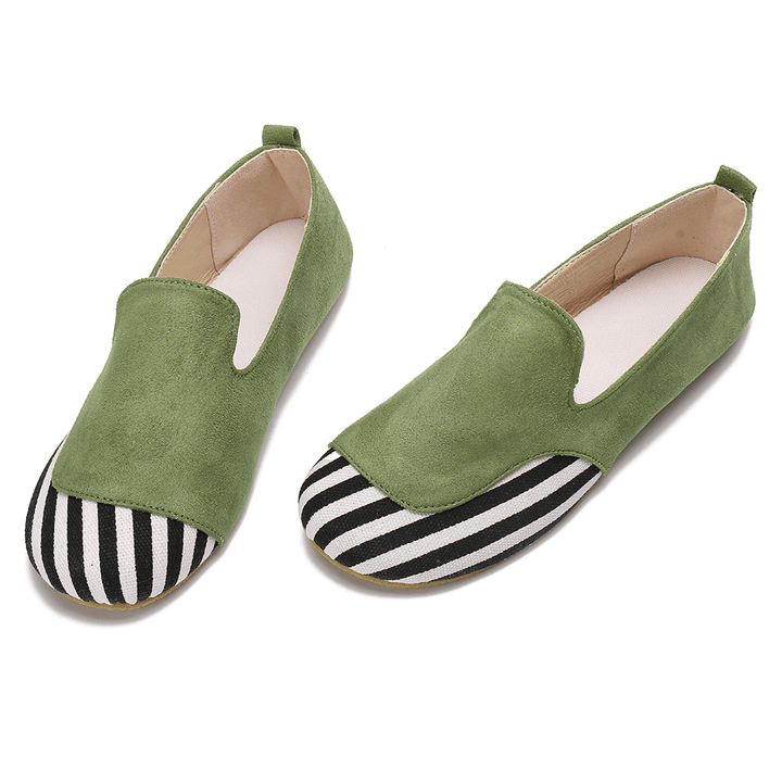 Women Casual Suede Stitching Slip on Flats - MRSLM