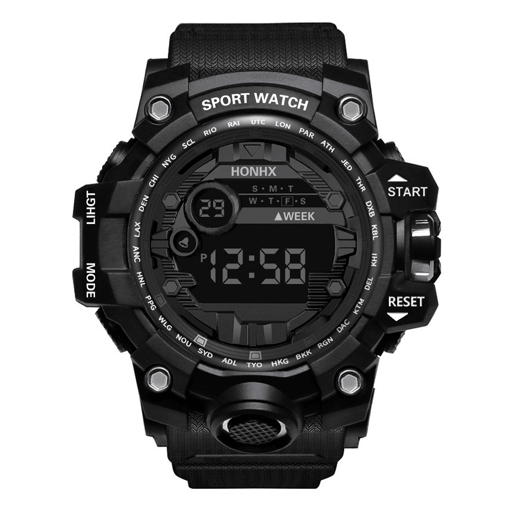 HONHX 55-66F Men Luminous Display Alarm Clock Stopwatch Sport Digital Watch - MRSLM