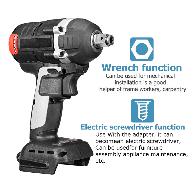 2 in 1 800N.M. Brushless Cordless Electric 1/2"Wrench 1/4"Screwdriver Drill for Makita 18V Battery - MRSLM