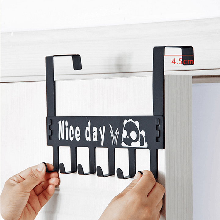 Detachable 6 Hooks Door Hanger Cartoon Clothes Bags Organizer Wall Hanging Storage Rack Holder Hook - MRSLM