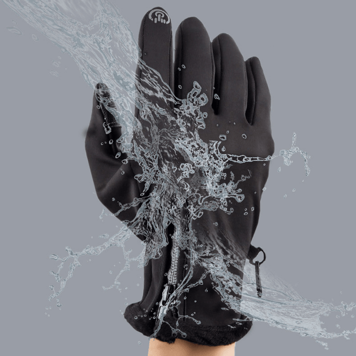 Unisex Winter Ski Full Finger Zipper Gloves - MRSLM