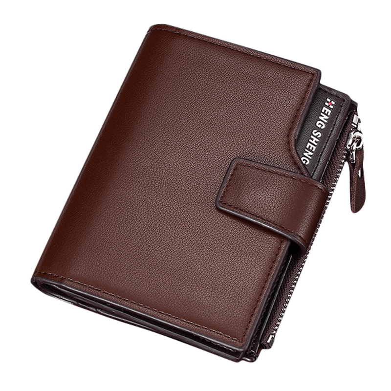 Men PU Leather Casual Wallet Hasp Zipper Credit Card Holder Coin Bag - MRSLM