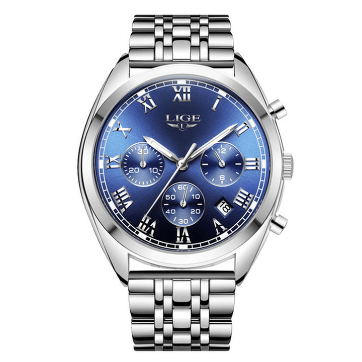 LIGE 9852 24 Hour Date Display Men Wrist Watch Business Style Quartz Watch - MRSLM