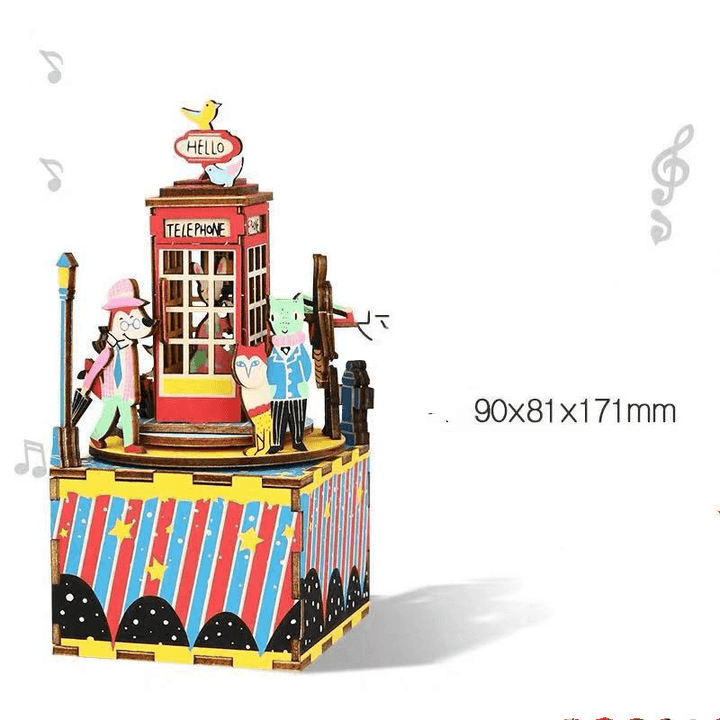 Ruodang Music Box 3D Wooden Puzzle Diy Enlightening Boys and Girls 3D Puzzle Gift Wholesale Customization - MRSLM