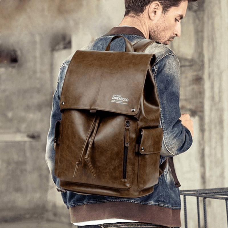 Men Solid Casual Multifunction Fashion Laptop Backpack - MRSLM