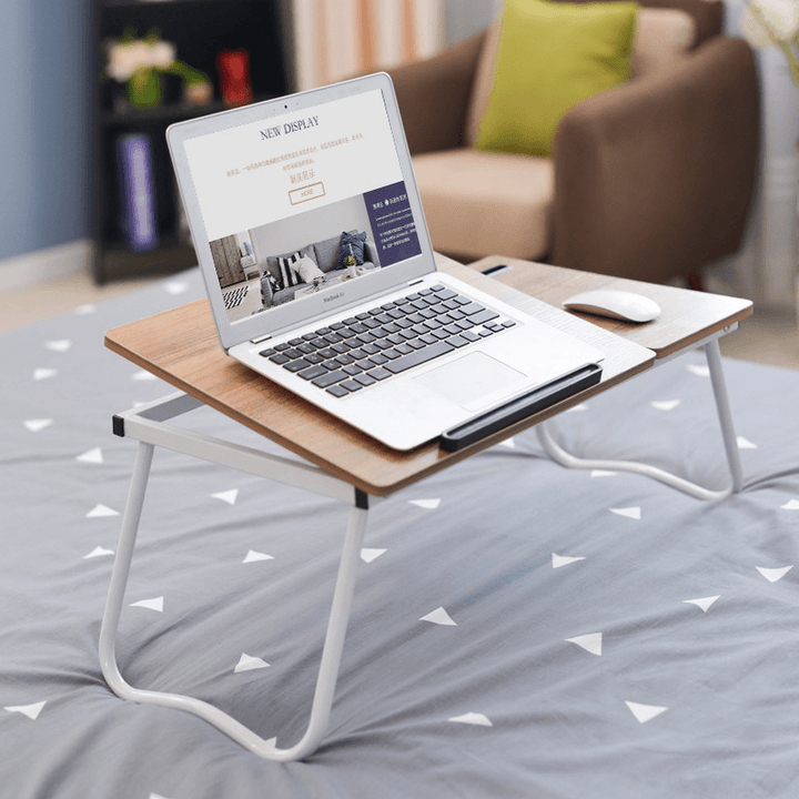 A1 Upgraded Foldable Wooden Laptop Desk Portable Folding Conputer Desk Bed Notebook Stand Study Table Breakfast Bed Tray - MRSLM