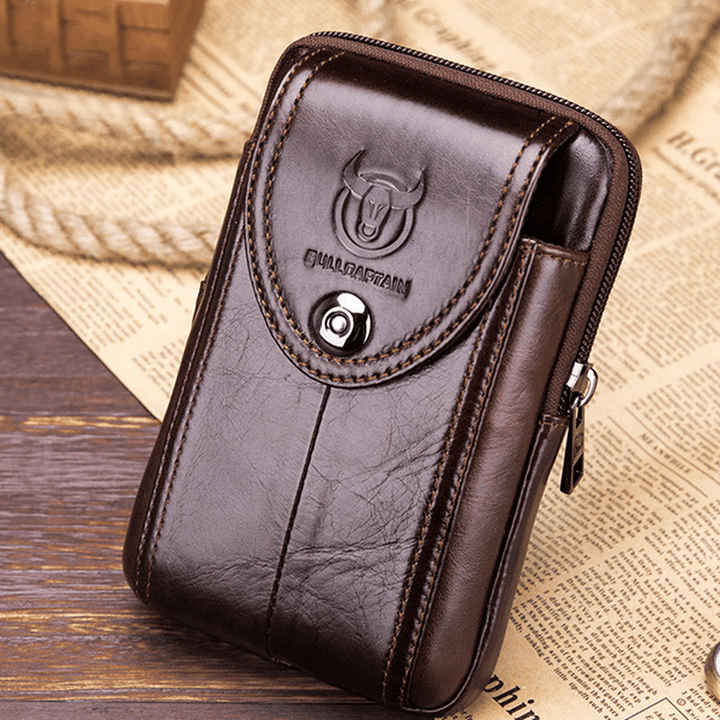 Bullcaptain Bag Men Genuine Leather Loop Belt Phone Bag - MRSLM