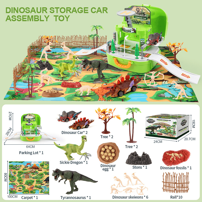 Assembled Dinosaur Car Simulation Tyrannosaurus Model with Map Scene Set - MRSLM