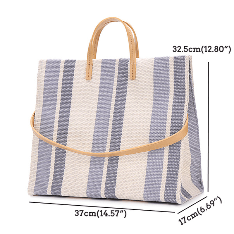 Women Canvas Stitching Color Tote Handbag - MRSLM