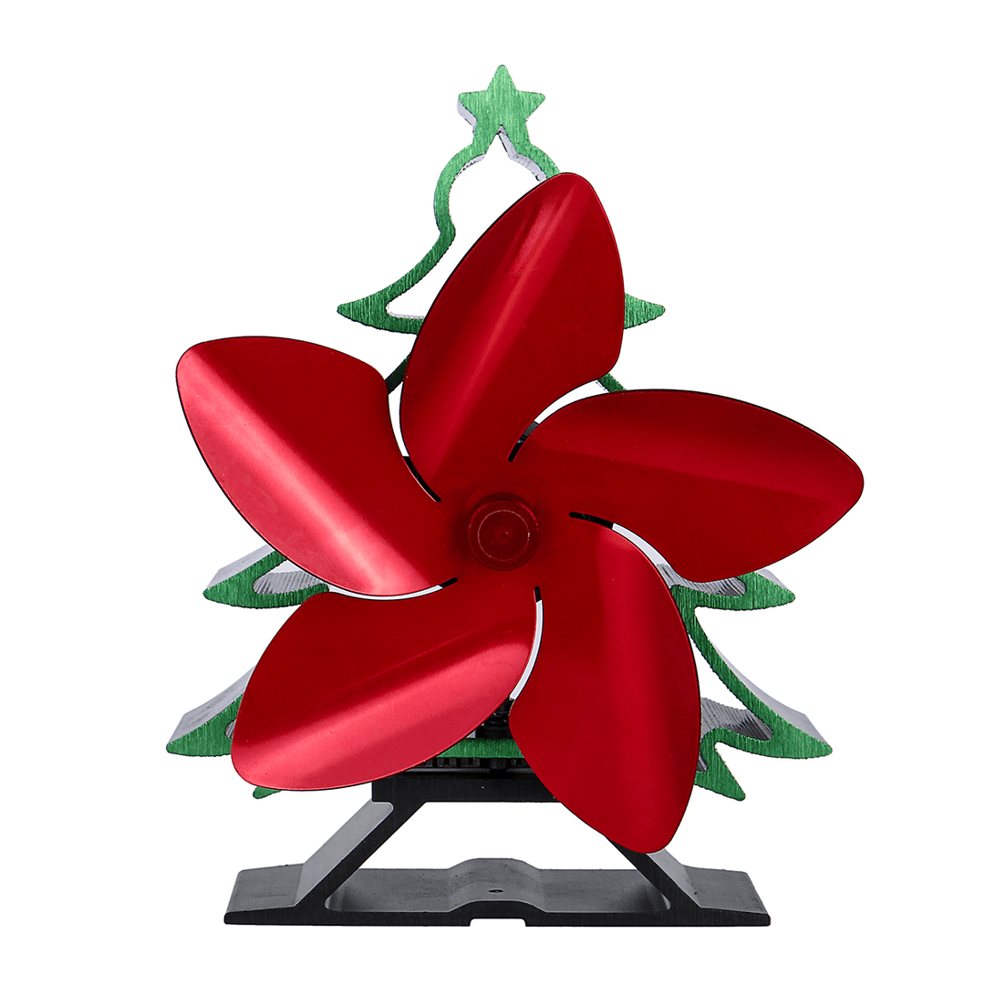 5 Blades Christmas Tree Shape Stove Fan Heat Powered Wood Burner Fireplace Fan - MRSLM