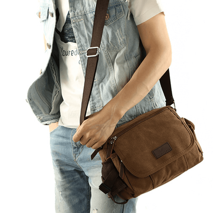 Canvas Outdoor Travel Leisure Shoulder Men Women Retro Capacity Crossbody Bag - MRSLM