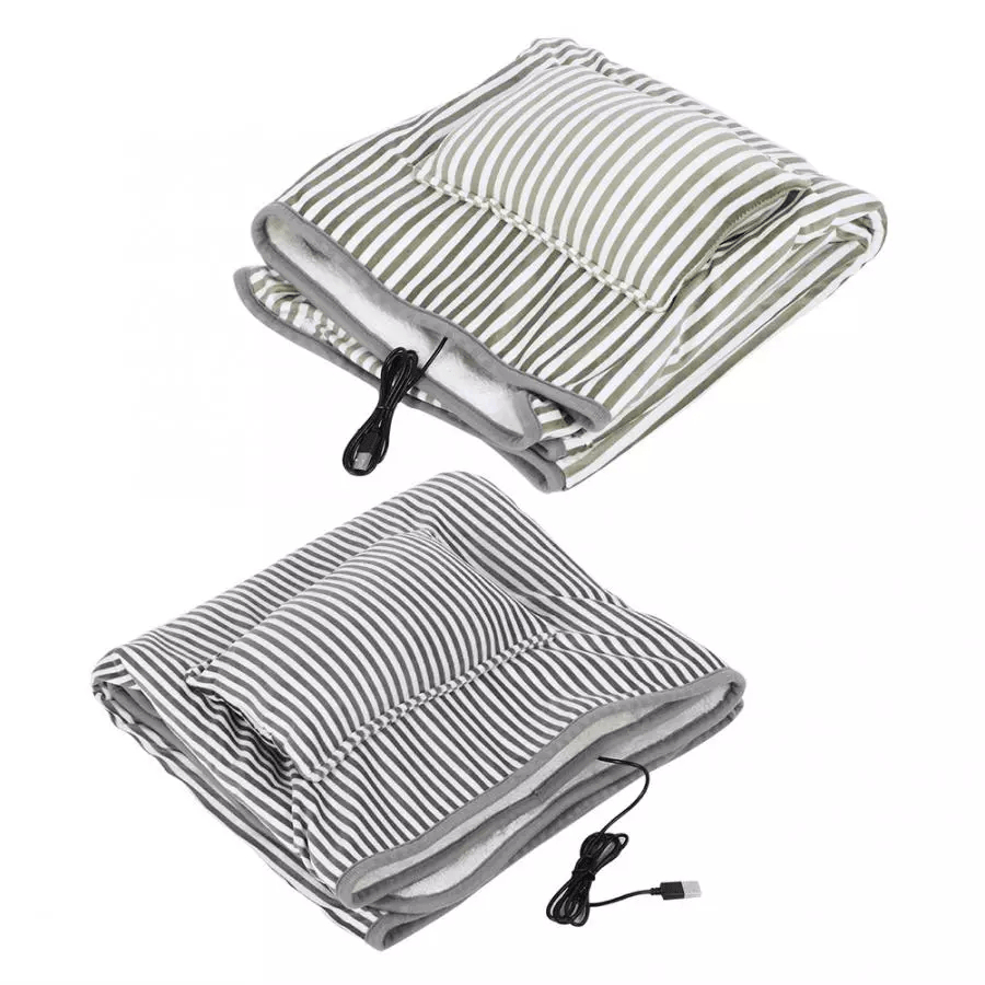 Electric USB Heated Shawl Blanket Plush Throw Blanket Lap Mat Body Warmer Heater Pad for Winter - MRSLM