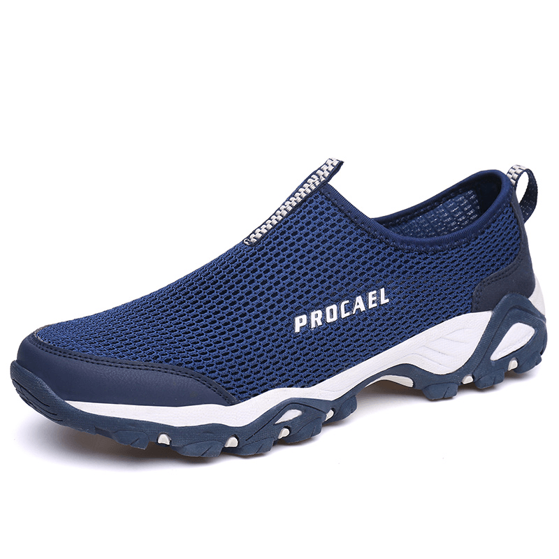 Men Mesh Hollow Out Breathable Soft Sole Comfy Slip on Outdoor Casual Sports Shoes - MRSLM