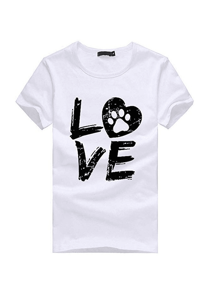 LOVE Print round Neck Short Sleeve Casual T-Shirts for Women - MRSLM