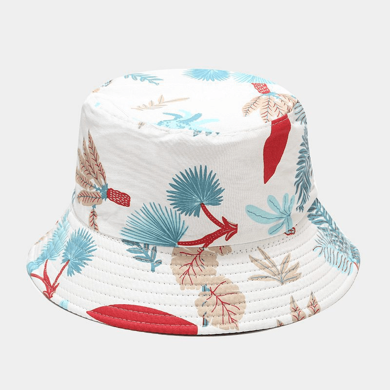 Marine Plant Pattern Double-Sided Fisherman Hat - MRSLM