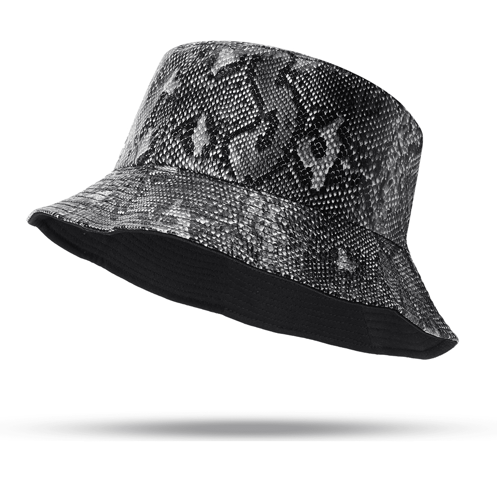 Unisex Snake Pattern Bucket Hat Double-Sided Bucket Hat Wearable Sun Shade Fisherman Hat - MRSLM