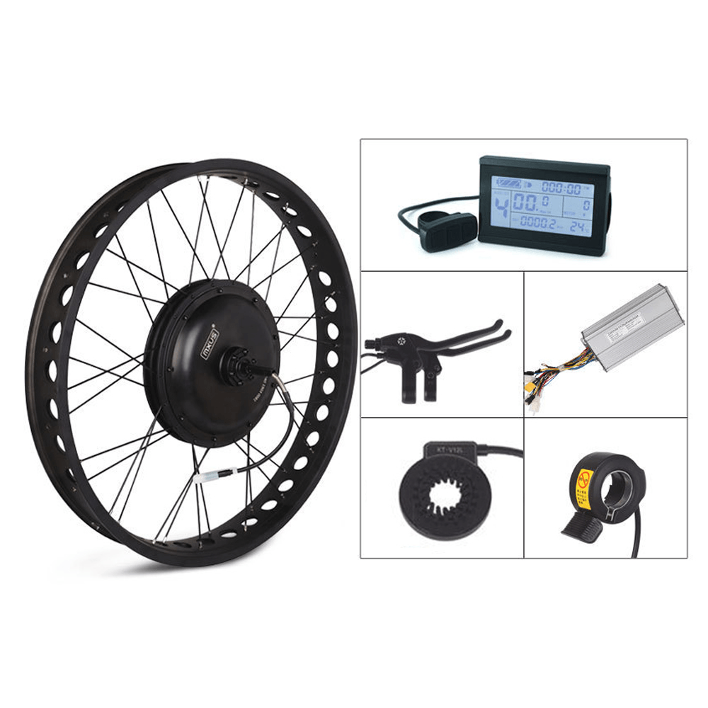 26Inch 1000W Front Wheel Hub Motor Set with PAS Sensor Brake Throttle LCD Display Controller E-Bike Conversion Kit - MRSLM