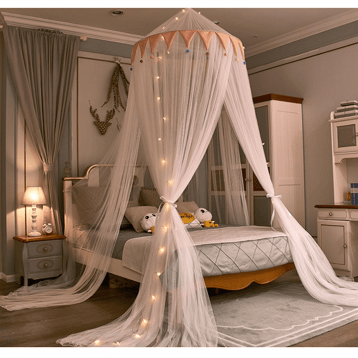 Ceiling-Mounted Mosquito Net Free Installation Dustproof Breathable Home Dome Foldable Bed Canopy Princess - MRSLM