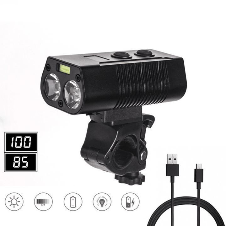 BIKIGHT 2Xt6 750Lm COB LED Bike Headlight 9 Modes Adjustable USB Rechargeable Waterproof Super Bright Bicycle Front Flashlight with Bracket - MRSLM