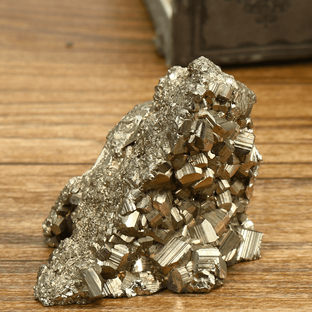 Natural Pyrite Chalcopyrite Mineral Crystals Gold Gemstone Decor Ornament 50-80G - MRSLM