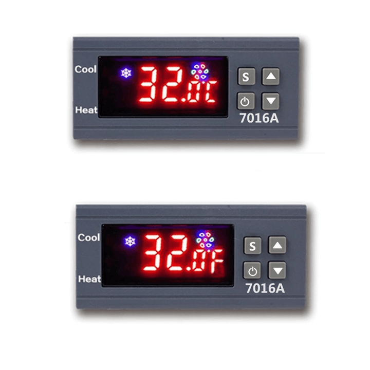 7016A Digital Temperature Switch Controller 30A High-Power ℃ ℉ Display Heating Cooling NTC Sensor Temp Control Thermostat for Freezer Fridge Hatching - MRSLM