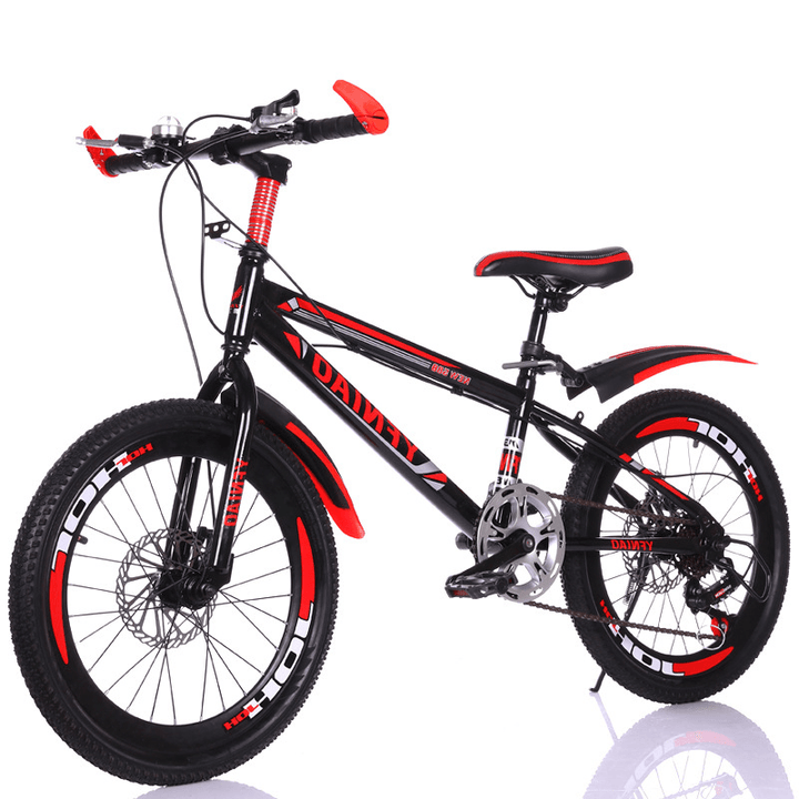 20"/22" 7-Speed Children Mountain Bicycle with Double Disc Brake Shock Absorption Carbon Steel Kids MTB Bike - MRSLM