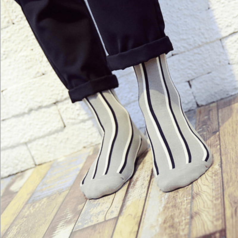 Men Vertical Stripe Middle Tubes Socks Cotton Warm Sock - MRSLM