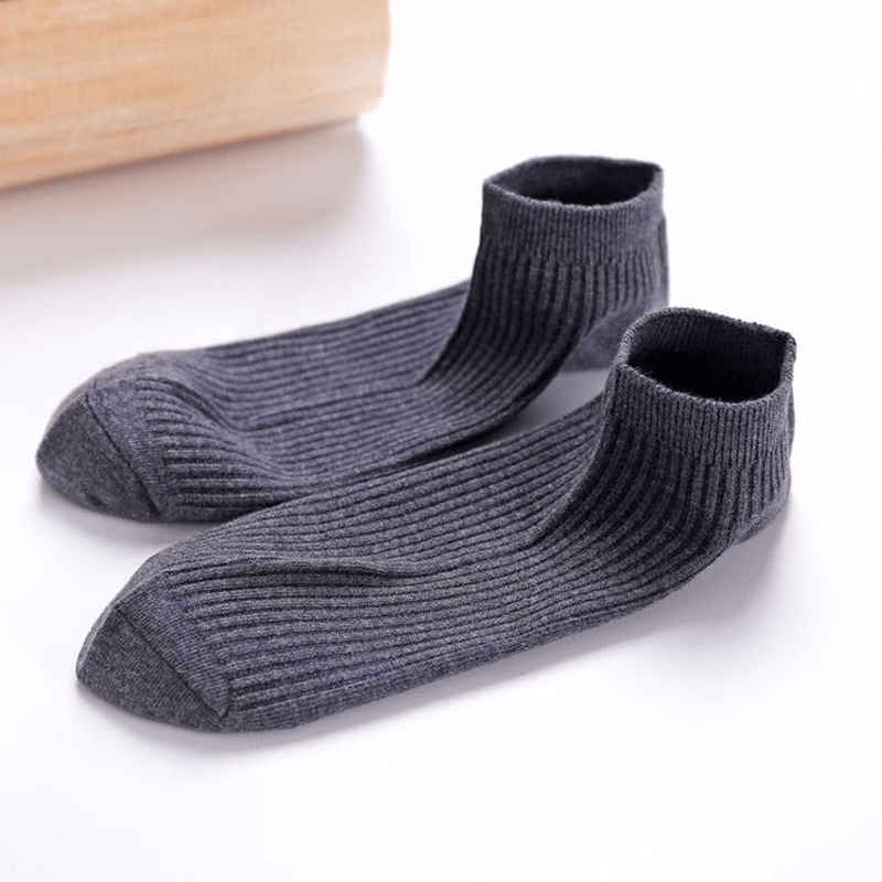 Men'S New Breathable Double Needle Boat Socks Men'S Socks Wild Solid Color Draw Socks Socks Cotton Sweat Socks - MRSLM