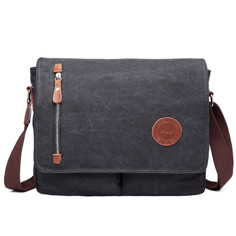 Men Canvas Shoulder Bag Casual Messenger Bag Retro Laptop Bag - MRSLM