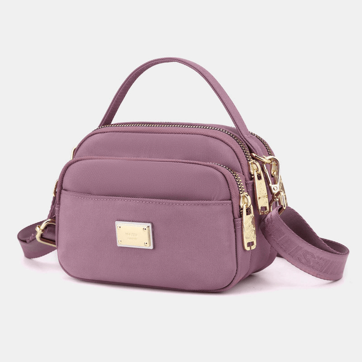 Women Oxford Multi-Layer Zipper Pocket Crossbody Bag Wild Waterproof Large Capacity Shoulder Bag Handbag - MRSLM