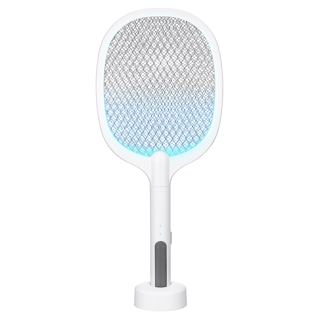 1200Mah 5V 2W Electronic Mosquito Swatter 368NM UV Light Fly Swatter with Light USB Charging Three-Layer Grid Fly Swatter - MRSLM