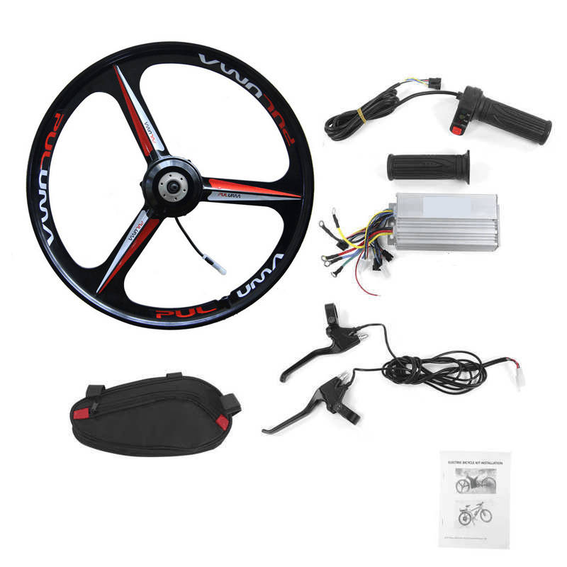 500W 36V 26" Rear Wheel Motor Hub Kit Electric Bike Conversion Kit with Controller E-Brake Levers Twist Throttle Grips LCD Display - MRSLM