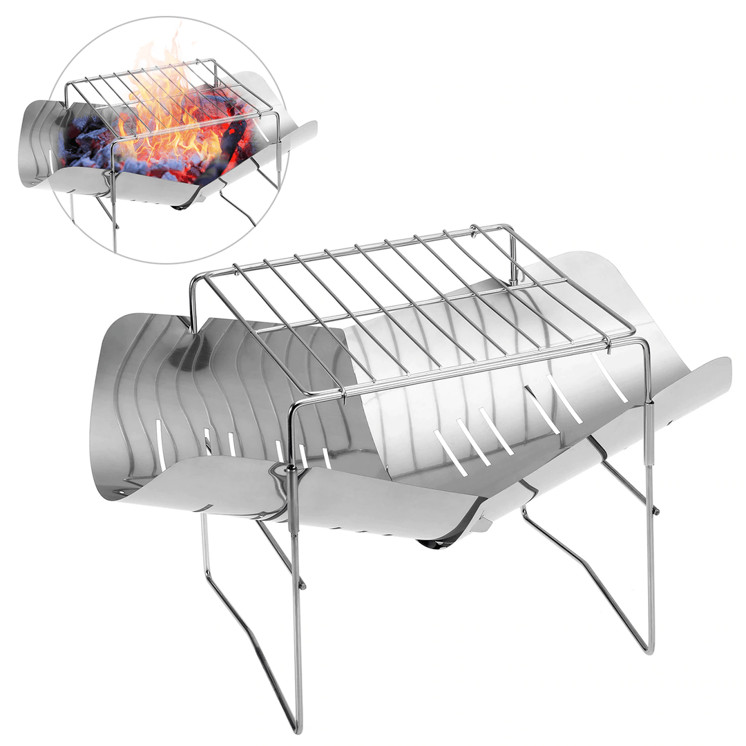 Ultra-Light Stainless Steel Folding Fire Pit High Temperature Resistance Camping Barbecue Wood Stove - MRSLM