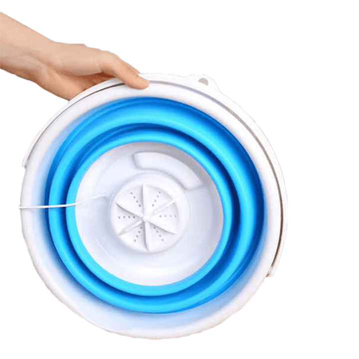 5L/10L Foldable Mini Washing Machine Rotating Ultrasonic Turbines Washer EU Plug USB Charging Laundry Clothes Cleaner for Outdoor Travel - MRSLM