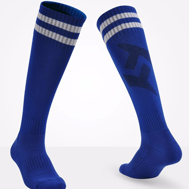 Men Adults Football Stripes Thickened Bottom Socks Long Tube Hygroscopic anti Skid Sports Socks - MRSLM