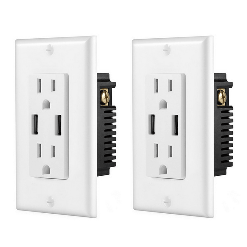 US Wall Socket 2 USB Outlets 2.4A/3.1A/4.2A Charger Socket Wall Socket Panel Switch - MRSLM