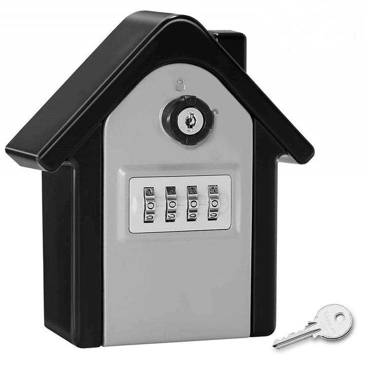 Aluminum Alloy Password Box Wall Mounted Key Lock Box 4 Digit Code Combination Key Storage Box for Realtor Construction Indoor Outdoor Room Escape - MRSLM