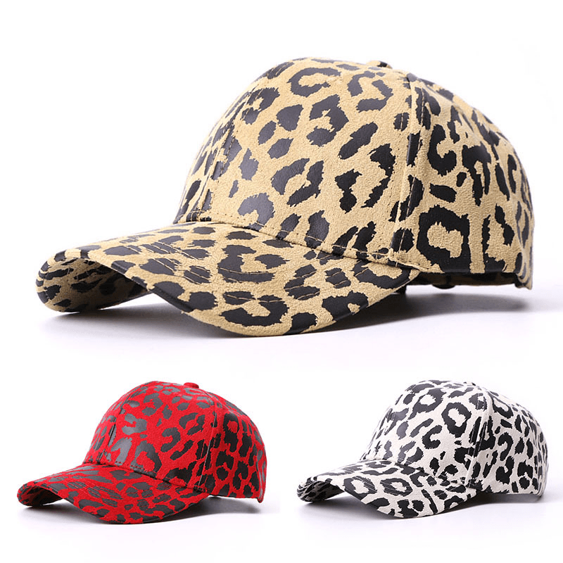 Hat Female Leopard Print Baseball Cap Sunshade Outdoor Travel Sun Protection Duck Tongue - MRSLM