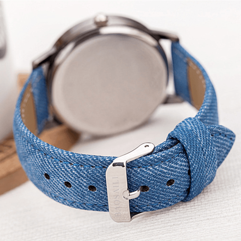 Temperament Cartoon Cat Blank Dial All-Match Denim Strap Women Quartz Watch Wristwatch - MRSLM