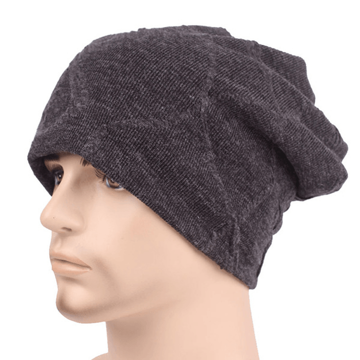 Men Women Cotton Solid Warm Beanie Hats Winter Outdoor Thicken Soft Leisure Cap - MRSLM