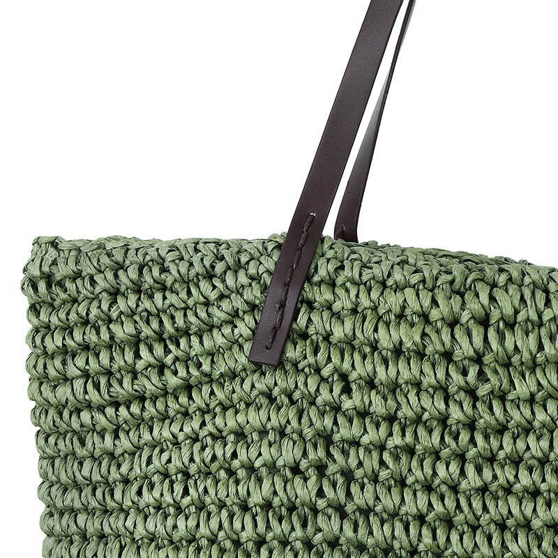 Outdoor Portable Straw Weave Handbag Tote Beach Bag Pack Pouch Shoulder Bag - MRSLM