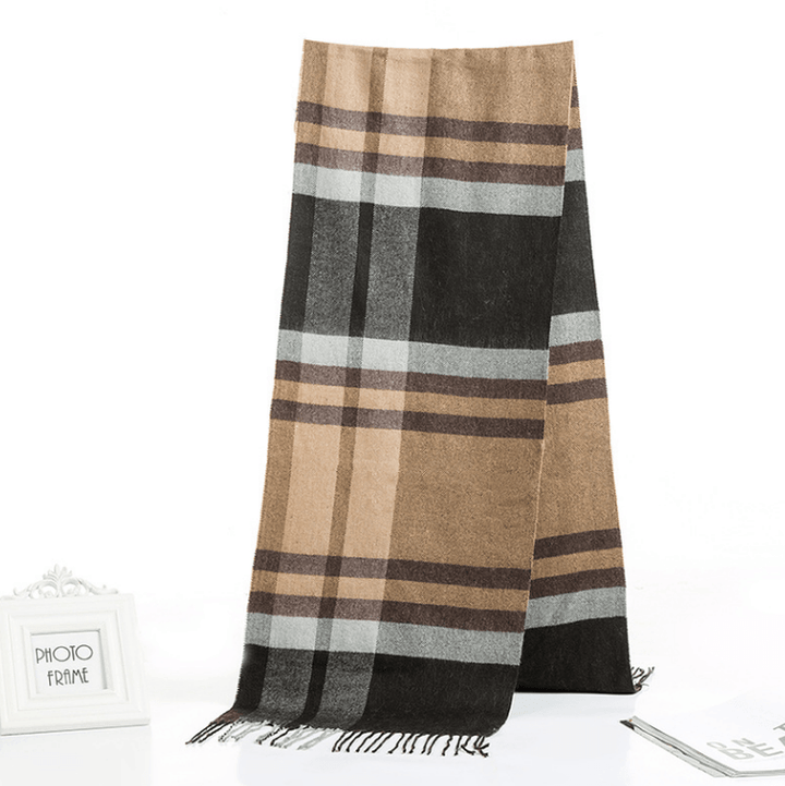 All-Match Simple Men'S Plaid Warm Scarf - MRSLM