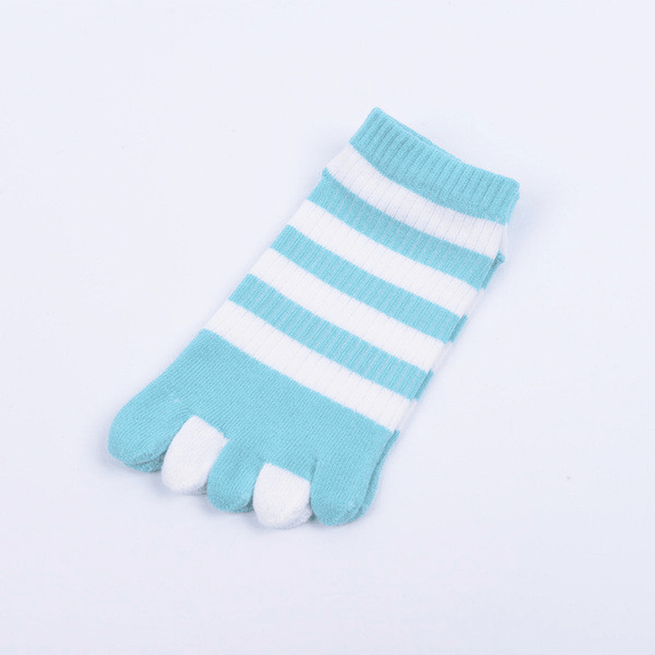 Women Wide Stripes Comfortable Five Toe Socks - MRSLM