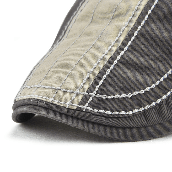 Mens Stripes Cotton Outdoor Sport Adjustable Beret Caps - MRSLM