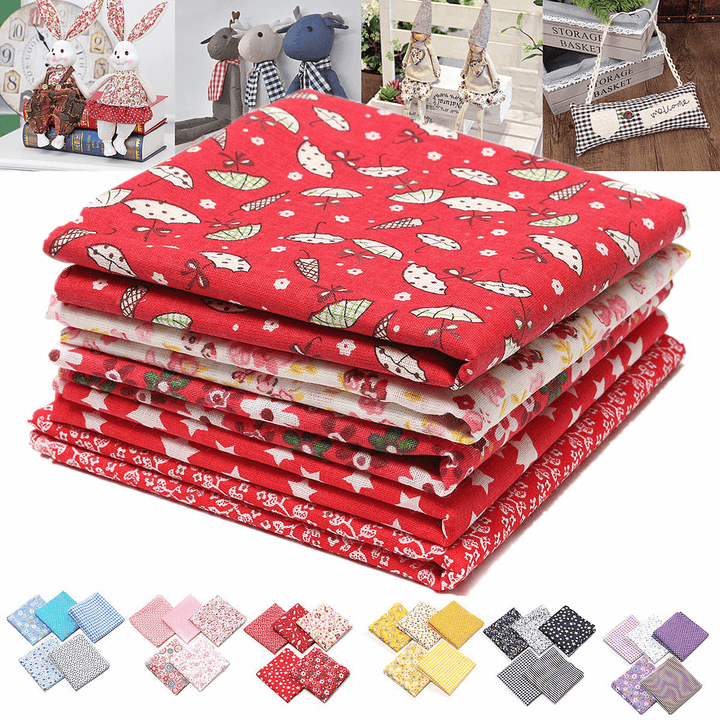 5Pcs/Set 19.7'' Series Fabric Cotton Bundles Fat Quarters Polycotton Material Florals Gingham Spots Non Woven Fabric - MRSLM