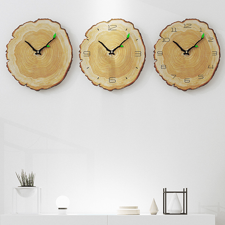 MW002 Creative Wooden Pattern Wall Clock Mute Wall Clock Quartz Wall Clock for Home Office Decorations - MRSLM