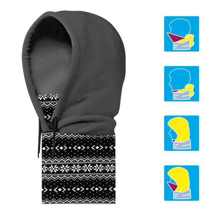 Unisex Neck Hood Fleece Hat Winter Warm Balaclava Helmet Windproof Neck Gaiter Face Mask Head Scarf - MRSLM