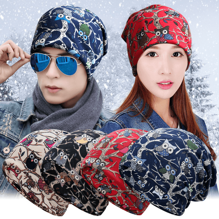 Fashion Men'S and Women'S Fashion Owl Print Riding Bib Hat Dual-Use - MRSLM