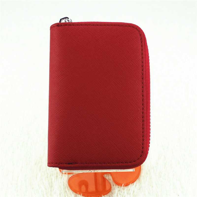 RFID Protection Zipper 9 Card Holder Portable Vintage Short Purse Coin Bags - MRSLM